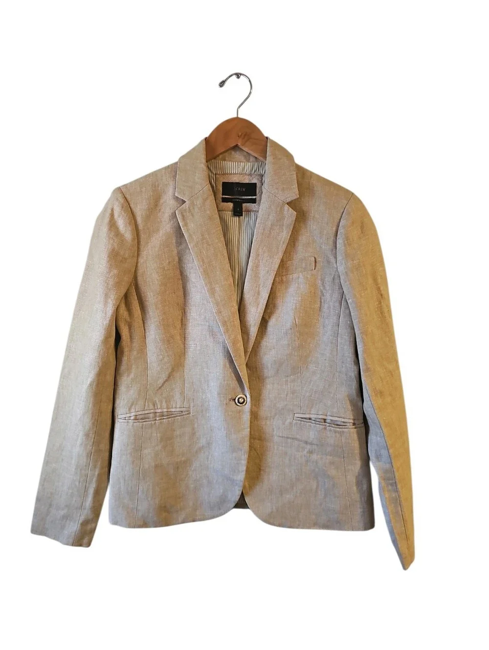 J.Crew Campbell Linen Blazer in a neutral beige or flax color Sz 6